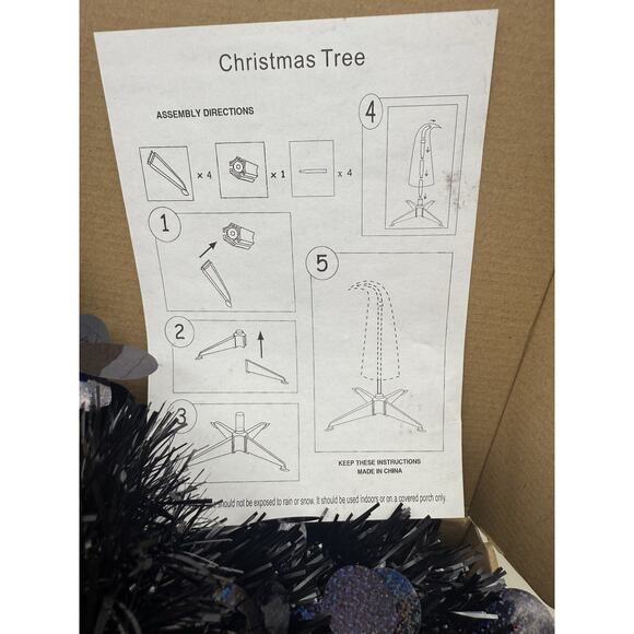 5 ft Black Curved Top Halloween Tree Artificial Crooked Neck Hinged Spruce *read - Picture 8 of 16